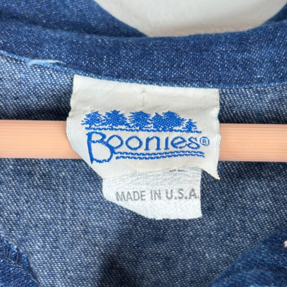 VTG 70s Denim Wide Leg Jumpsuit L Boonies Long Sleeve Button Front Pockets Retro - Picture 6 of 14